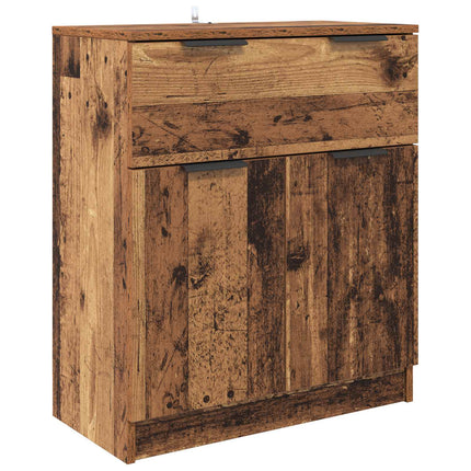Sideboard med låda 3 pcs Gammalt trä Konstruerat trä