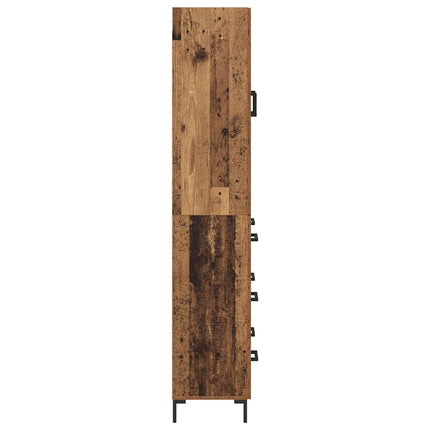 Skåp med låda Gammalt trä 69,5 x 34 x 180 cm Konstruerat trä