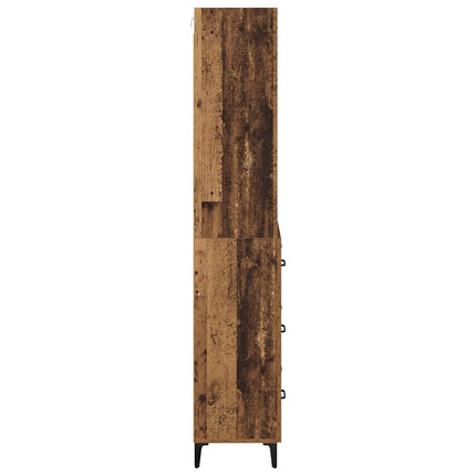 Skåp med låda Gammalt trä 69,5 x 34 x 180 cm Konstruerat trä
