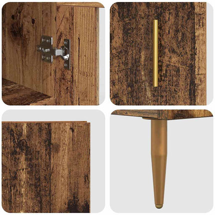 Skåp 2 pcs Gammalt trä Glas