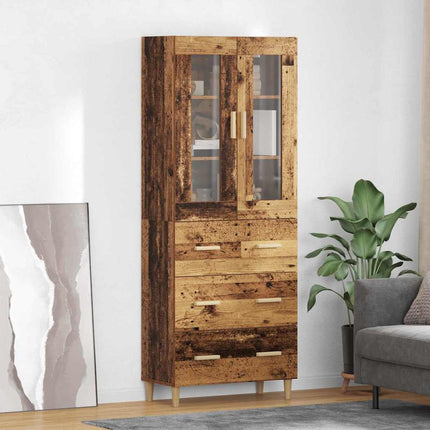 Skåp Gammalt trä 69,5 x 34 x 180 cm Konstruerat trä och glas