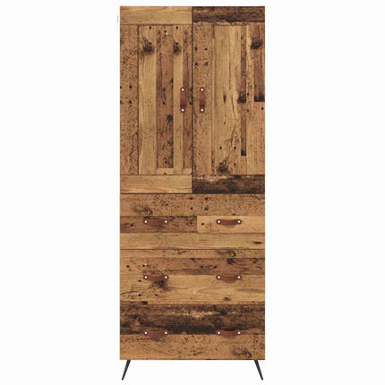 Skåp med låda Gammalt trä 69,5 x 34 x 180 cm Konstruerat trä
