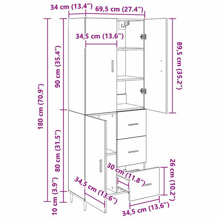 Skåp 2 pcs Artisan Ek 69,5 x 34 x 180 cm Konstruerat trä