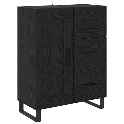 Skåp med låda 2 pcs Svart Ek Konstruerat trä