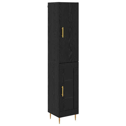 Skåp 2 pcs Svart Ek Konstruerat trä