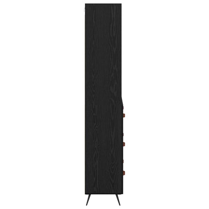 Skåp med låda Svart ek 69,5 x 34 x 180 cm Konstruerat trä