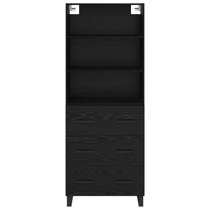 Skåp med låda 2 pcs Svart Ek Konstruerat trä
