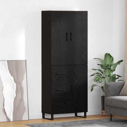 Skåp 2 pcs Svart Ek 69,5 x 34 x 180 cm Konstruerat trä och glas