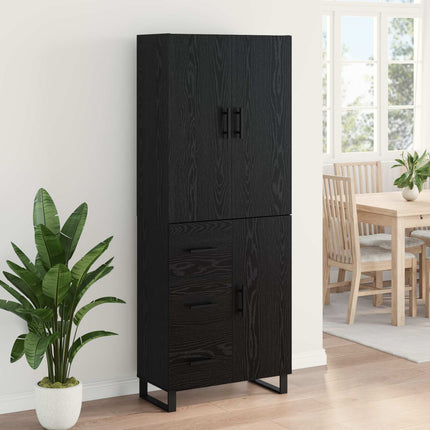 Skåp 2 pcs Svart Ek 69,5 x 34 x 180 cm Konstruerat trä och glas