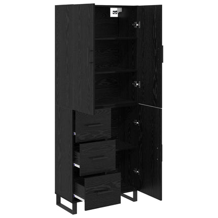 Skåp 2 pcs Svart Ek 69,5 x 34 x 180 cm Konstruerat trä och glas