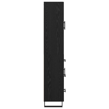 Skåp 2 pcs Svart Ek 69,5 x 34 x 180 cm Konstruerat trä och glas