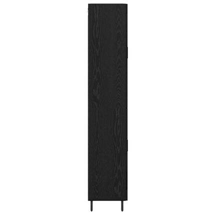 Skåp med låda 2 pcs Svart Ek Konstruerat trä