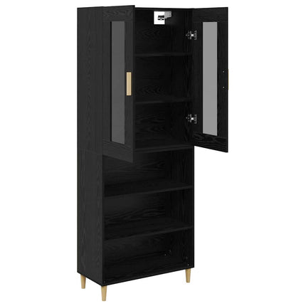 Skåp Svart Ek 69,5 x 34 x 180 cm Konstruerat trä och glas