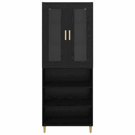 Skåp Svart Ek 69,5 x 34 x 180 cm Konstruerat trä och glas