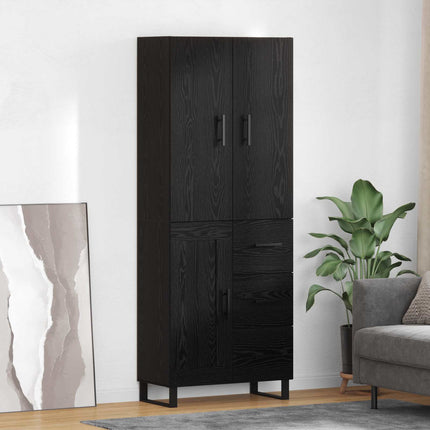 Skåp 2 pcs Svart Ek 69,5 x 34 x 180 cm Konstruerat trä och glas