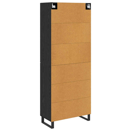 Skåp 2 pcs Svart Ek 69,5 x 34 x 180 cm Konstruerat trä och glas