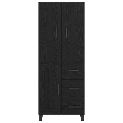 Skåp 2 pcs Svart Ek 69,5 x 34 x 180 cm Konstruerat trä och glas