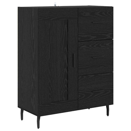 Skåp med låda 2 pcs Svart ek Konstruerat trä och glas