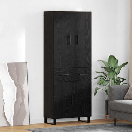 Skåp 2 pcs Svart Ek 69,5 x 34 x 180 cm Konstruerat trä och glas
