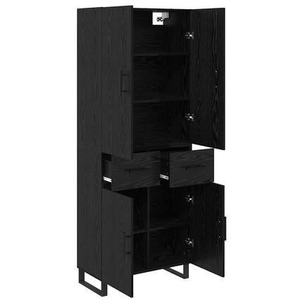 Skåp 2 pcs Svart Ek 69,5 x 34 x 180 cm Konstruerat trä och glas