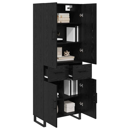 Skåp 2 pcs Svart Ek 69,5 x 34 x 180 cm Konstruerat trä och glas
