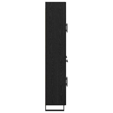 Skåp 2 pcs Svart Ek 69,5 x 34 x 180 cm Konstruerat trä och glas