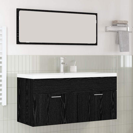 Badrumsskåp Svart Ek 100 x 38,5 x 46 cm Konstruerat trä
