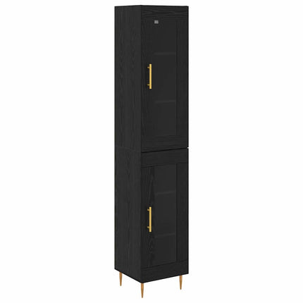 Skåp 2 pcs Svart Ek Glas