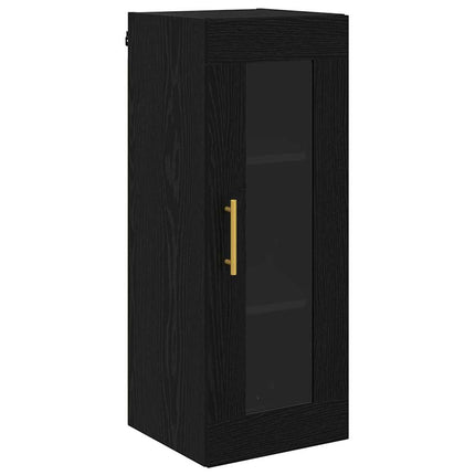 Skåp 2 pcs Svart Ek Glas