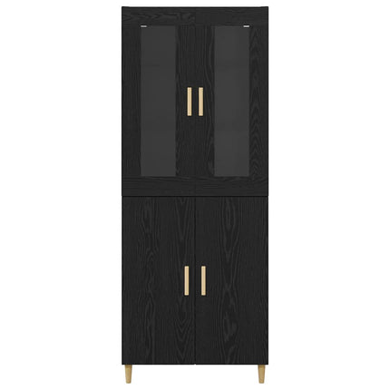Skåp Svart Ek 69,5 x 34 x 180 cm Konstruerat trä och glas