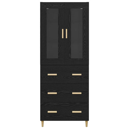 Skåp Svart Ek 69,5 x 34 x 180 cm Konstruerat trä och glas