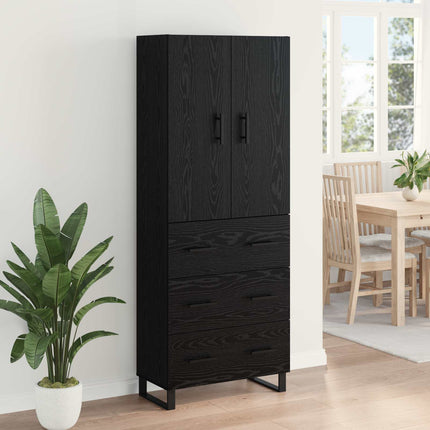 Skåp 2 pcs Svart Ek 69,5 x 34 x 180 cm Konstruerat trä och glas