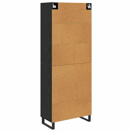 Skåp 2 pcs Svart Ek 69,5 x 34 x 180 cm Konstruerat trä och glas