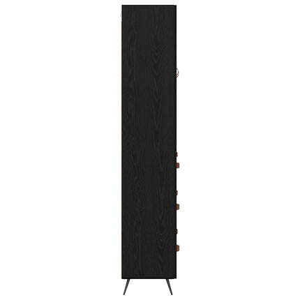 Skåp med låda Svart Ek 69,5 x 34 x 180 cm Konstruerat trä