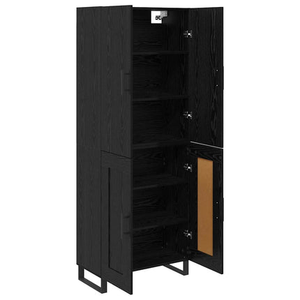 Skåp 2 pcs Svart Ek 69,5 x 34 x 180 cm Konstruerat trä och glas