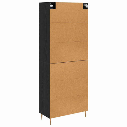 Skåp med låda 2 pcs Svart Ek Konstruerat trä