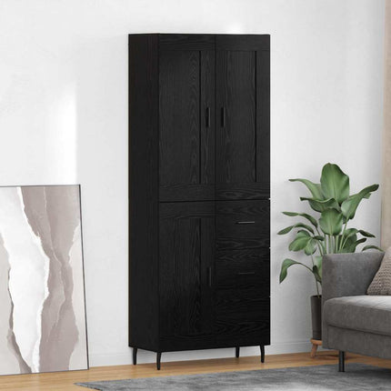 Skåp 2 pcs Svart Ek 69,5 x 34 x 180 cm Konstruerat trä