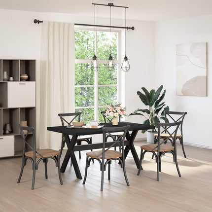 Matbord NOAIN 160 cm Massiv furu Svart Rektangulär