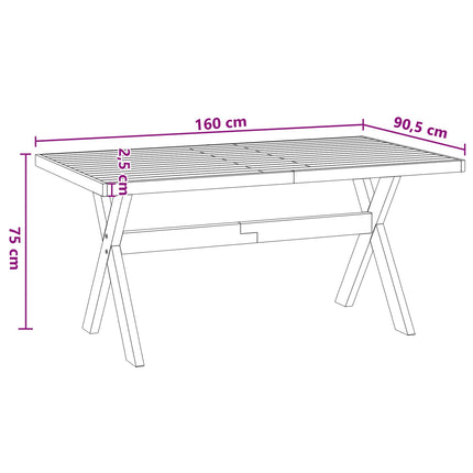 Matbord NOAIN 160 cm Massiv furu Svart Rektangulär