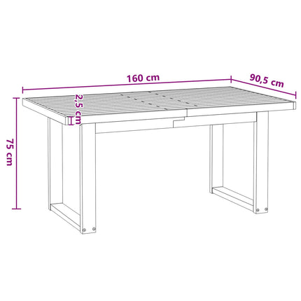 Matbord NOAIN 160 cm Massiv furu Svart Rektangulär