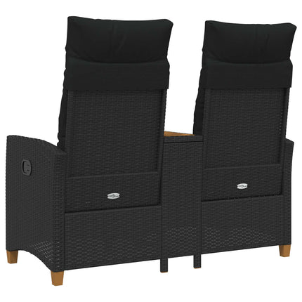 Reclining Bench with Table Svart 126 x 65 x 112 cm konstrotting