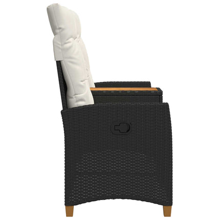 Reclining Bench with Table Svart och krämvit 126 x 65 x 112 cm