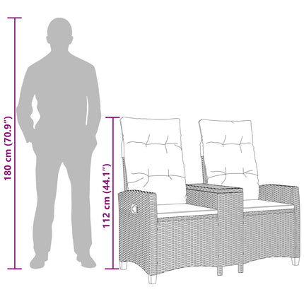 Reclining Bench with Table Svart och krämvit 126 x 65 x 112 cm
