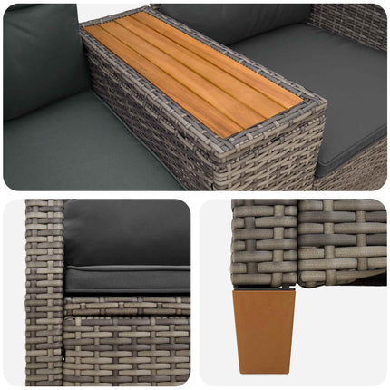 Reclining Bench with Table Grå och mörkgrå 126 x 65 x 112 cm