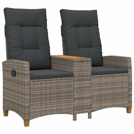 Reclining Bench with Table Grå och mörkgrå 126 x 65 x 112 cm