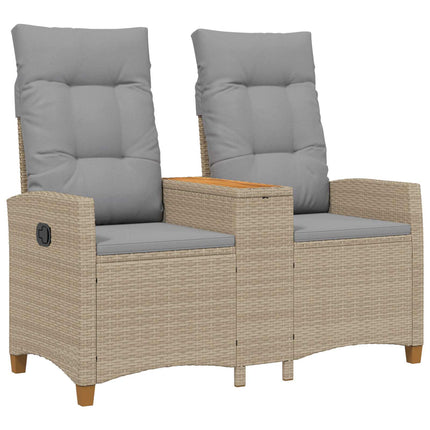 Reclining Bench with Table Beige och Ljusgrå 126 x 65 x 112 cm