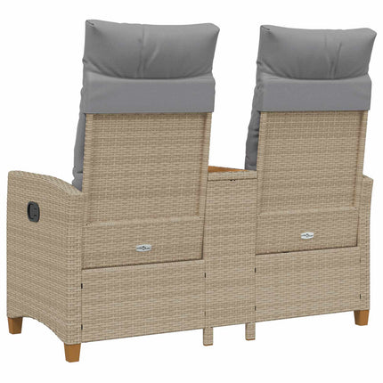 Reclining Bench with Table Beige och Ljusgrå 126 x 65 x 112 cm