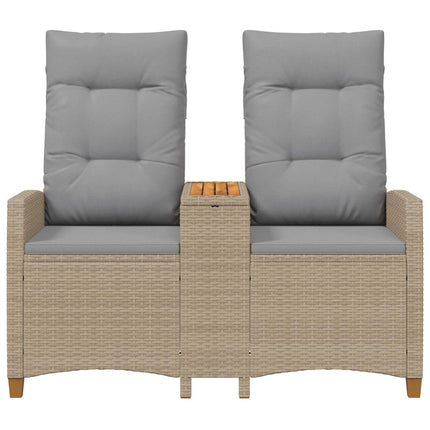 Reclining Bench with Table Beige och Ljusgrå 126 x 65 x 112 cm