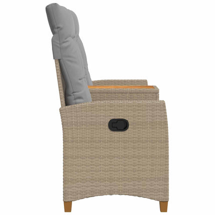 Reclining Bench with Table Beige och Ljusgrå 126 x 65 x 112 cm