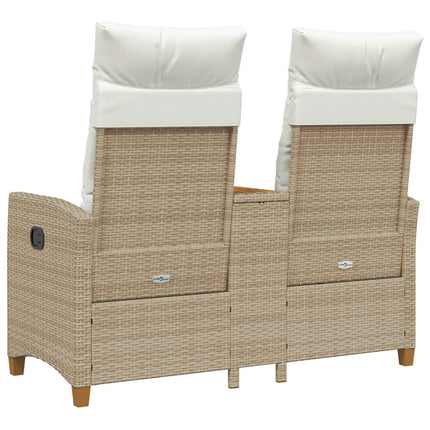 Reclining Bench with Table Beige och krämvit 126 x 65 x 112 cm